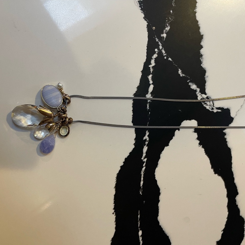 Christopher & Banks Silver and Gold with  Purple Pendant Necklace